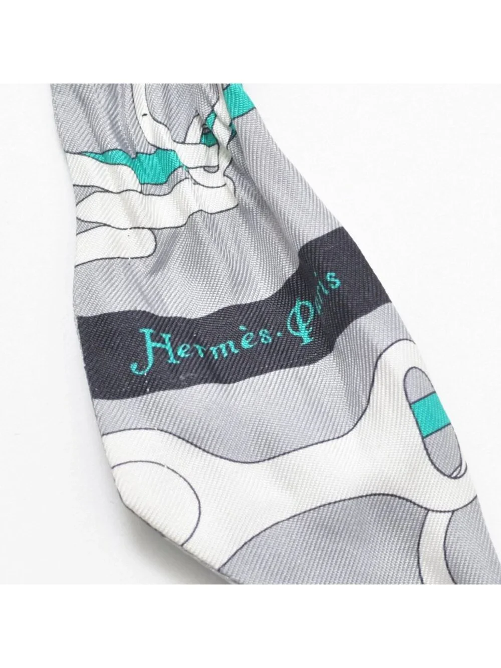 Hermes Twilly Horseback Equipment Gray Multicolor Scarf